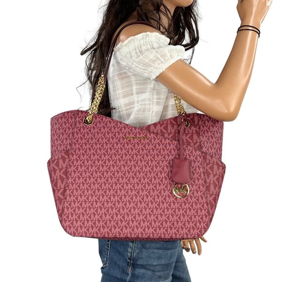 Michael Kors Handbags - Michael Kors Jet Set Travel Large X Chained Tote Shoulder Bag MK Mulberry Multi
